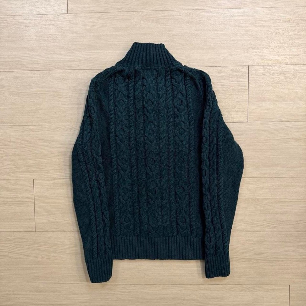 L.L. Bean Green Fisherman Cable Knit Full Zip Sweater Womens Size Small - Picture 2 of 6